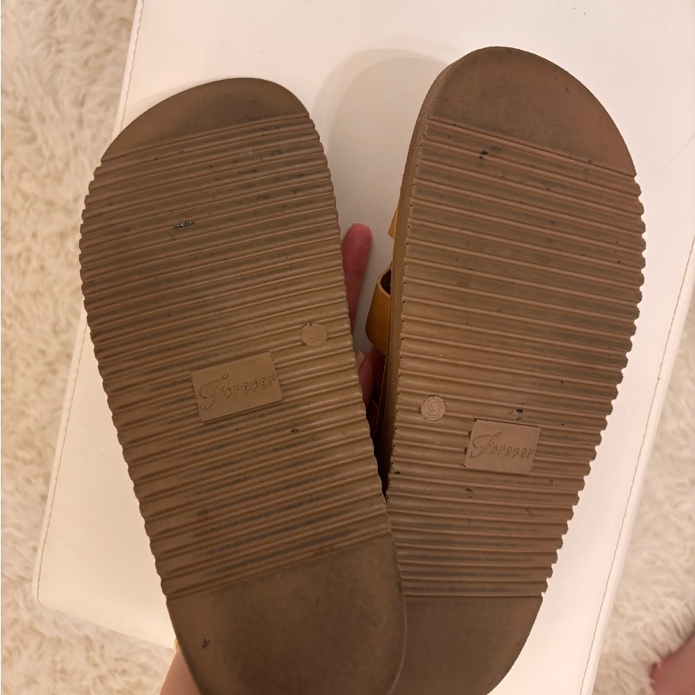 Tan Leather Slide Sandals - Picture 2 of 2